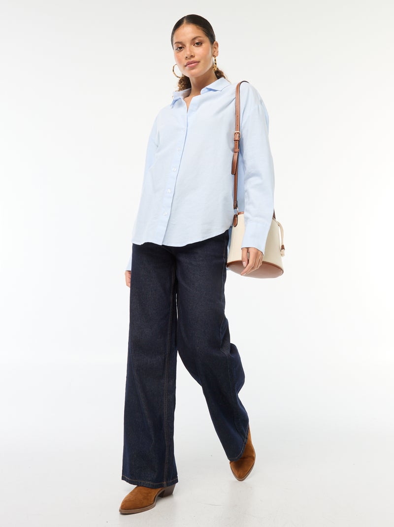 Chemise manches longues oxford Bleu - Kiabi