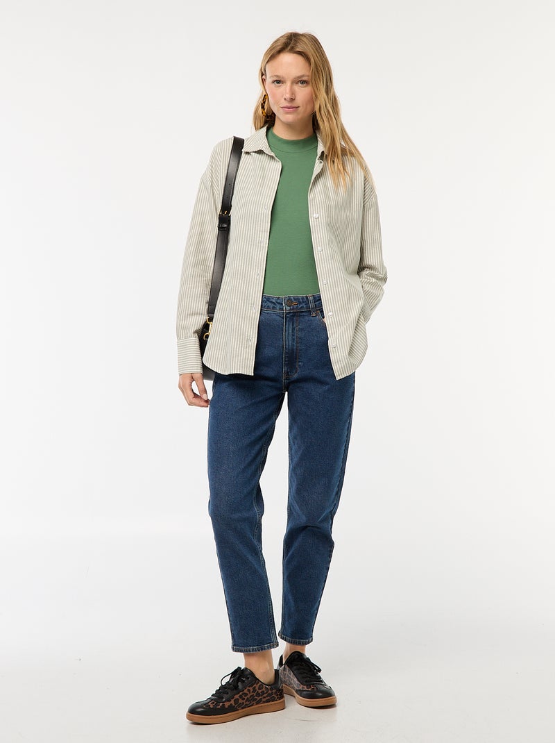 Chemise manches longues oxford Kaki - Kiabi