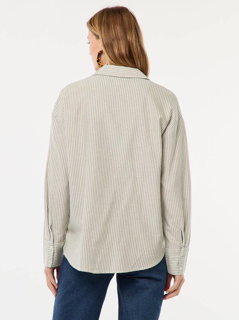 Chemise manches longues oxford Kaki - Kiabi