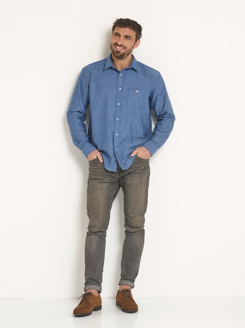 Chemise manches longues poche boutonnée - Afibel Bleu - Kiabi