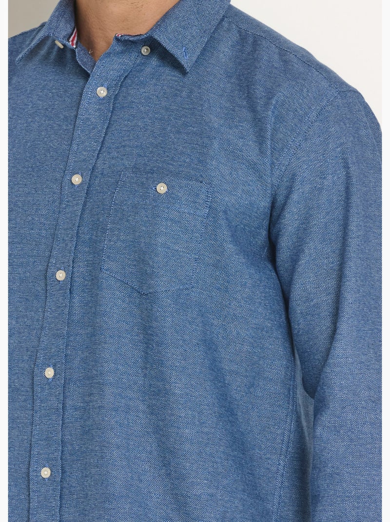 Chemise manches longues poche boutonnée - Afibel Bleu - Kiabi