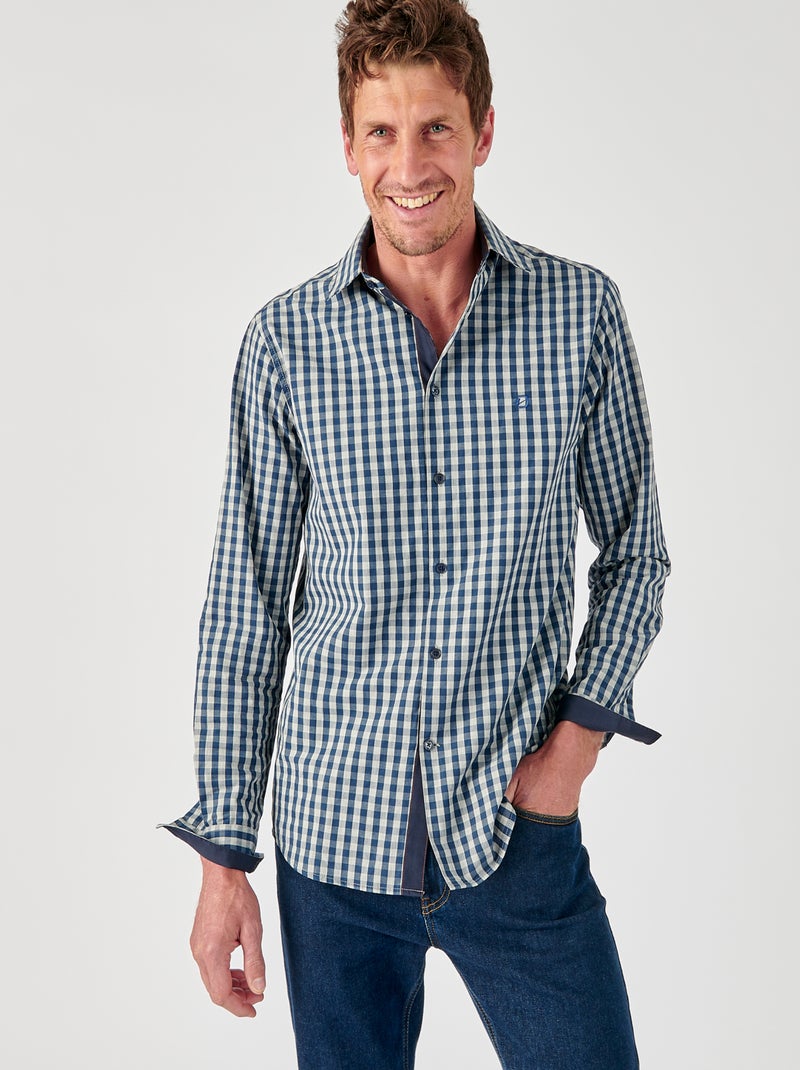 Chemise manches longues popeline pur coton - Damart Bleu - Kiabi