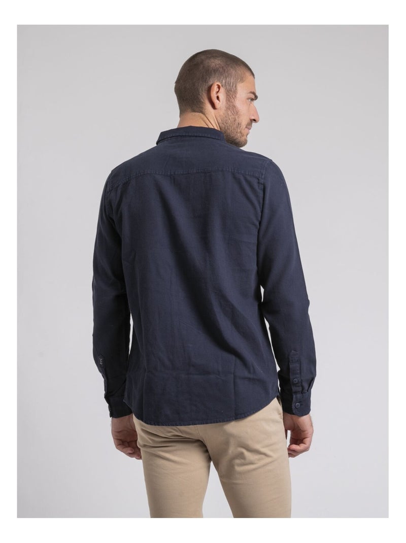 Chemise manches longues pur coton TAMORIS Bleu marine - Kiabi