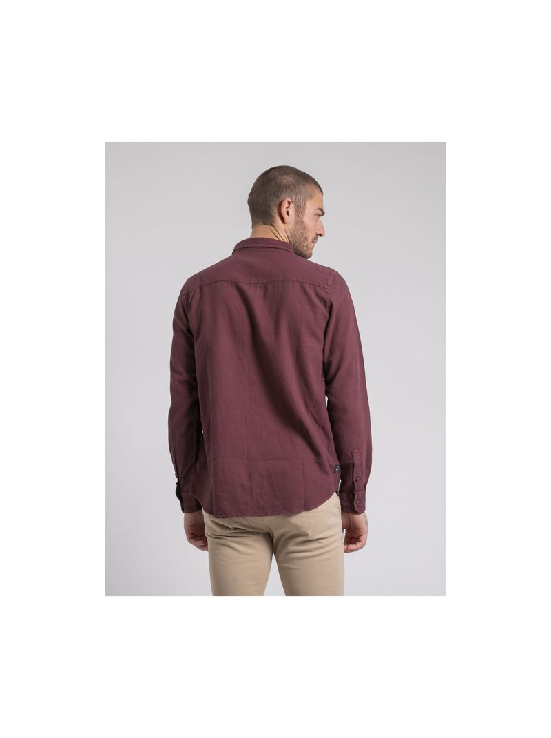 Chemise manches longues pur coton TAMORIS Bordeaux - Kiabi