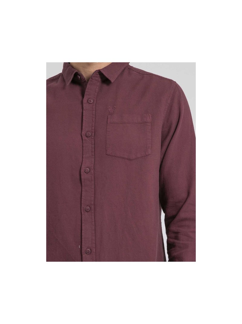 Chemise manches longues pur coton TAMORIS Bordeaux - Kiabi
