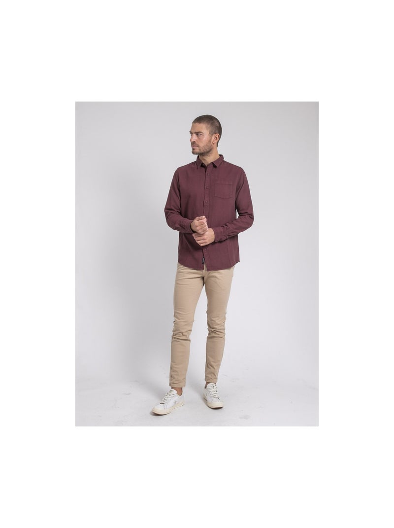 Chemise manches longues pur coton TAMORIS Bordeaux - Kiabi