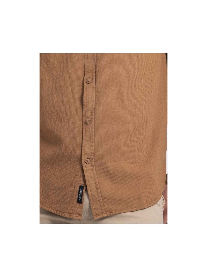 Chemise manches longues pur coton TAMORIS Marron caramel - Kiabi