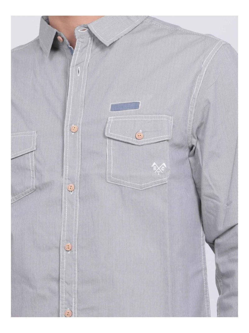 Chemise manches longues pur coton telwis Gris - Kiabi