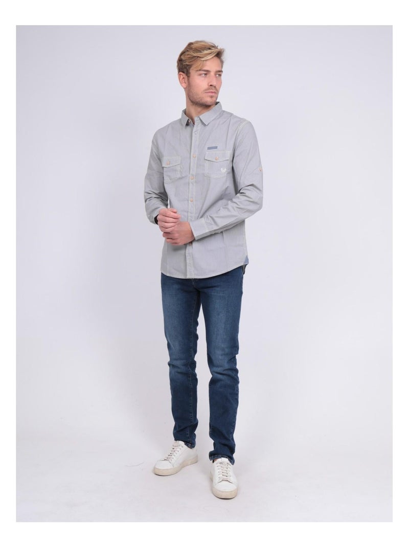 Chemise manches longues pur coton telwis Gris - Kiabi