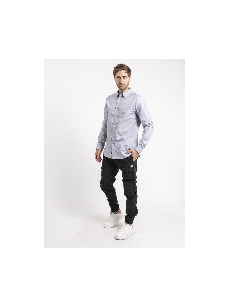 Chemise manches longues pur coton TIVAMOR Bleu - Kiabi