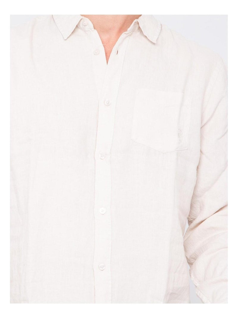 Chemise manches longues pur lin DALAMO Beige - Kiabi