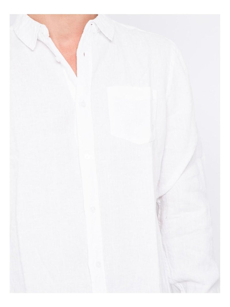 Chemise manches longues pur lin DALAMO Blanc - Kiabi