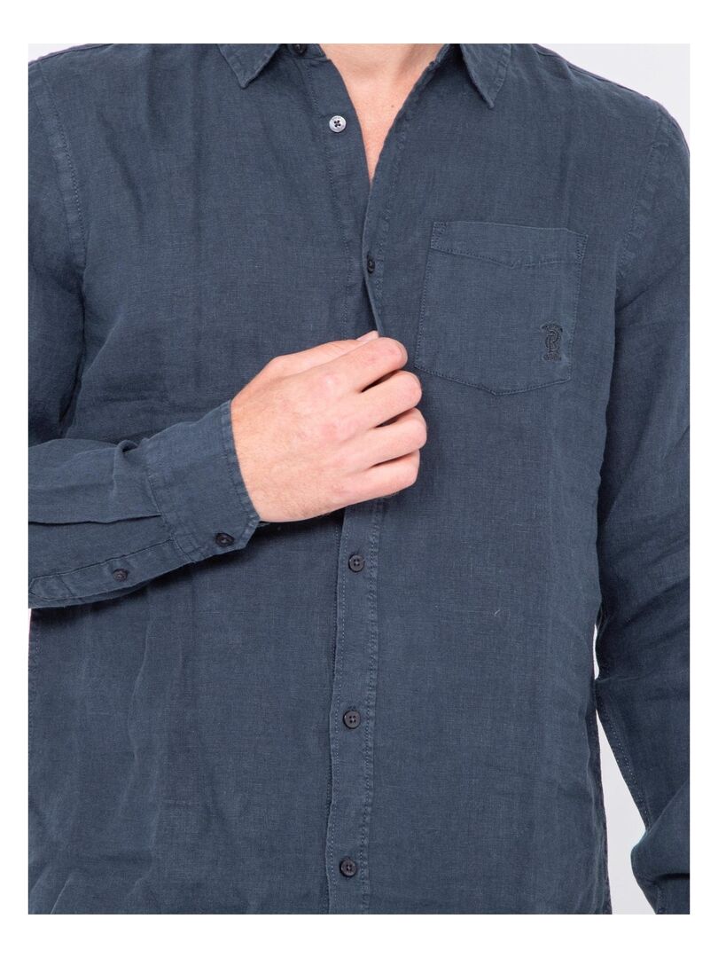 Blouse Isabeau - lin bleu indigo - Quintessence - Marques de France Blouse Isabeau - lin bleu indigo - Quintessence - Marques de France