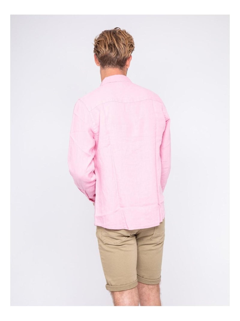 Chemise manches longues pur lin DALAMO Rose - Kiabi