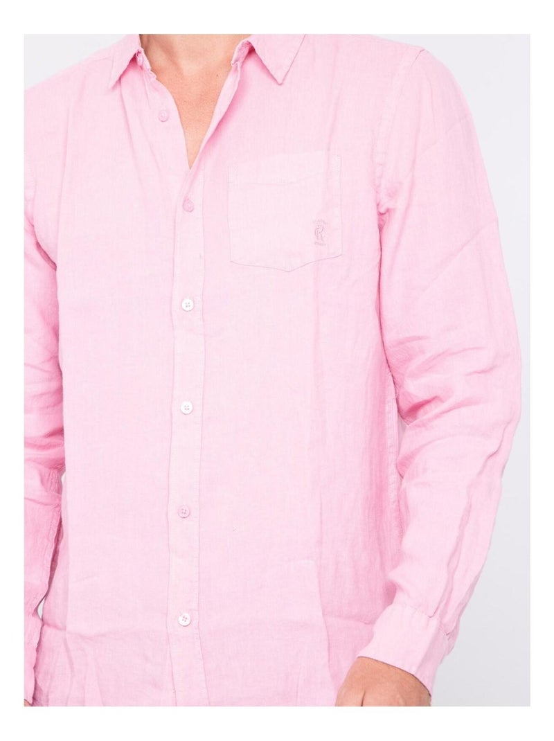 Chemise manches longues pur lin DALAMO Rose - Kiabi