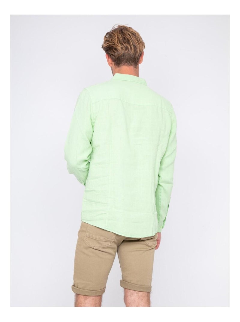 Chemise manches longues pur lin DALAMO Vert - Kiabi
