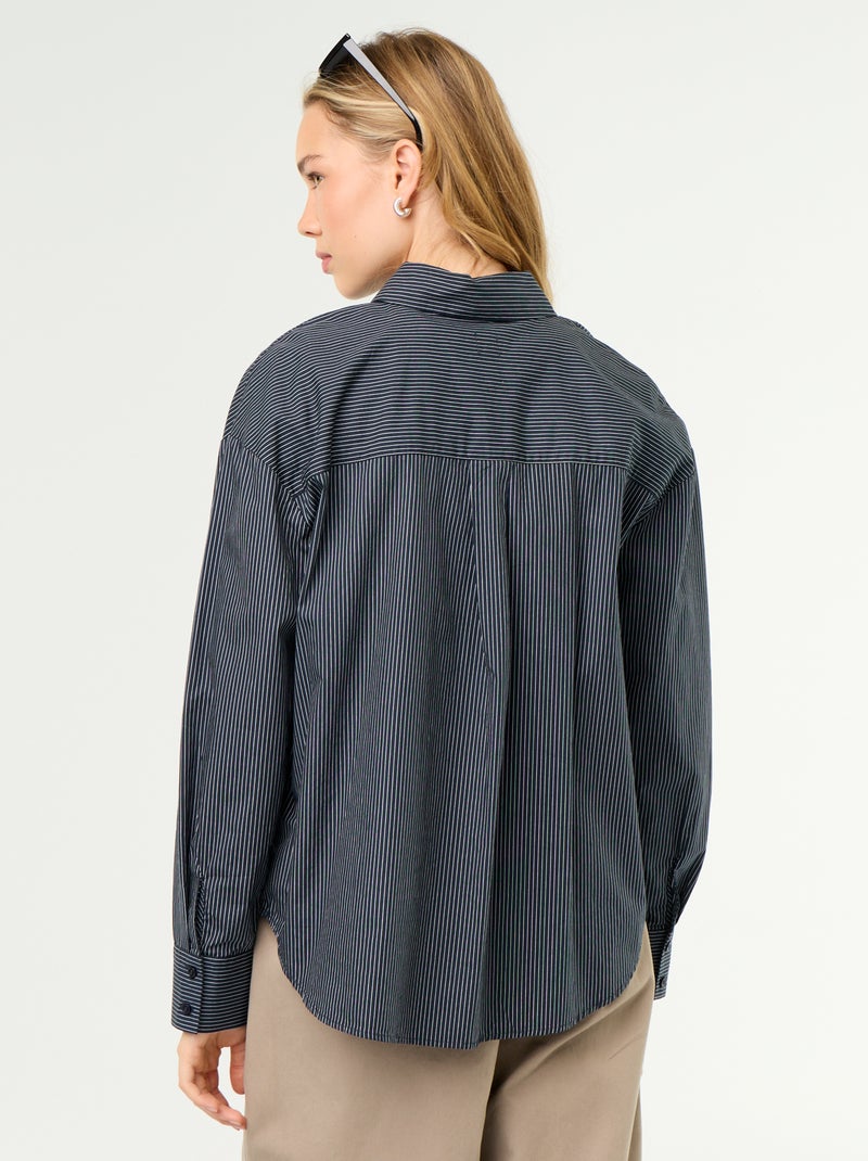 Chemise manches longues rayée Bleu - Kiabi