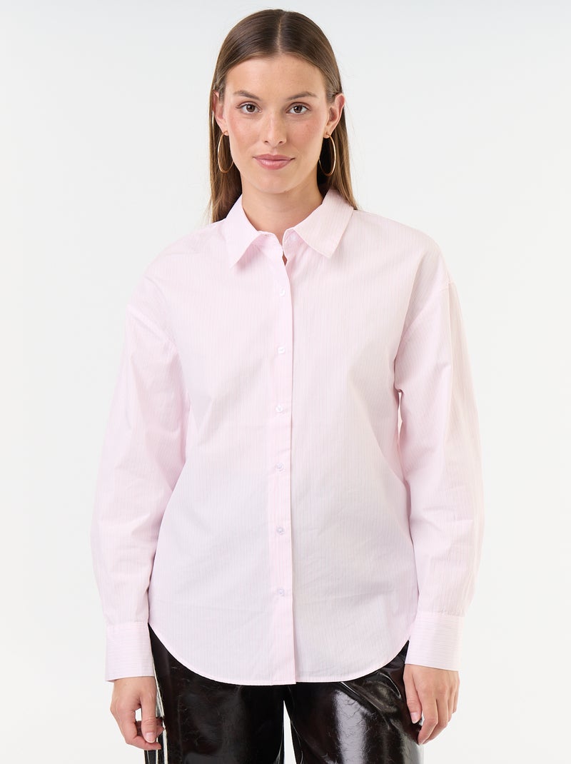 Chemise manches longues rayée Rose - Kiabi