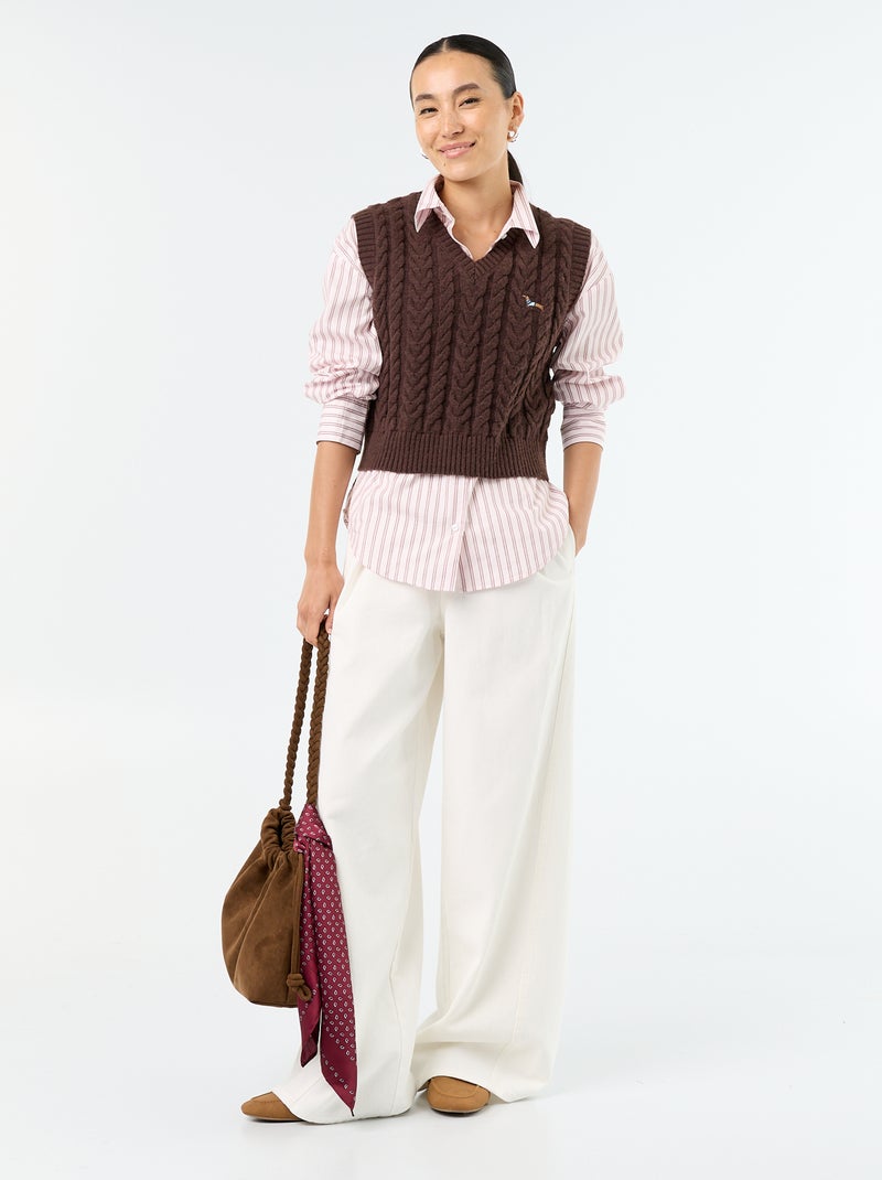 Chemise manches longues rayée Rose - Kiabi