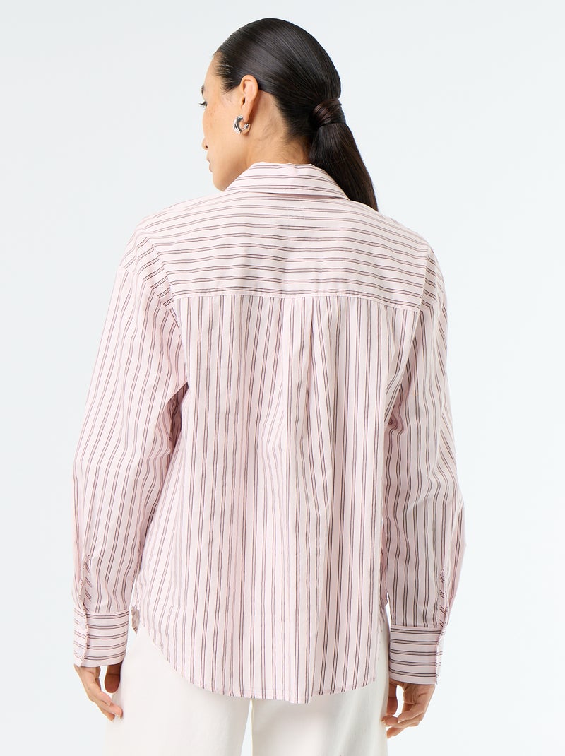 Chemise manches longues rayée Rose - Kiabi