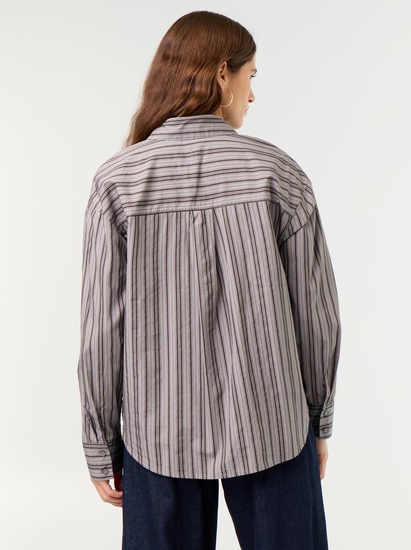 Chemise manches longues rayée Violet - Kiabi