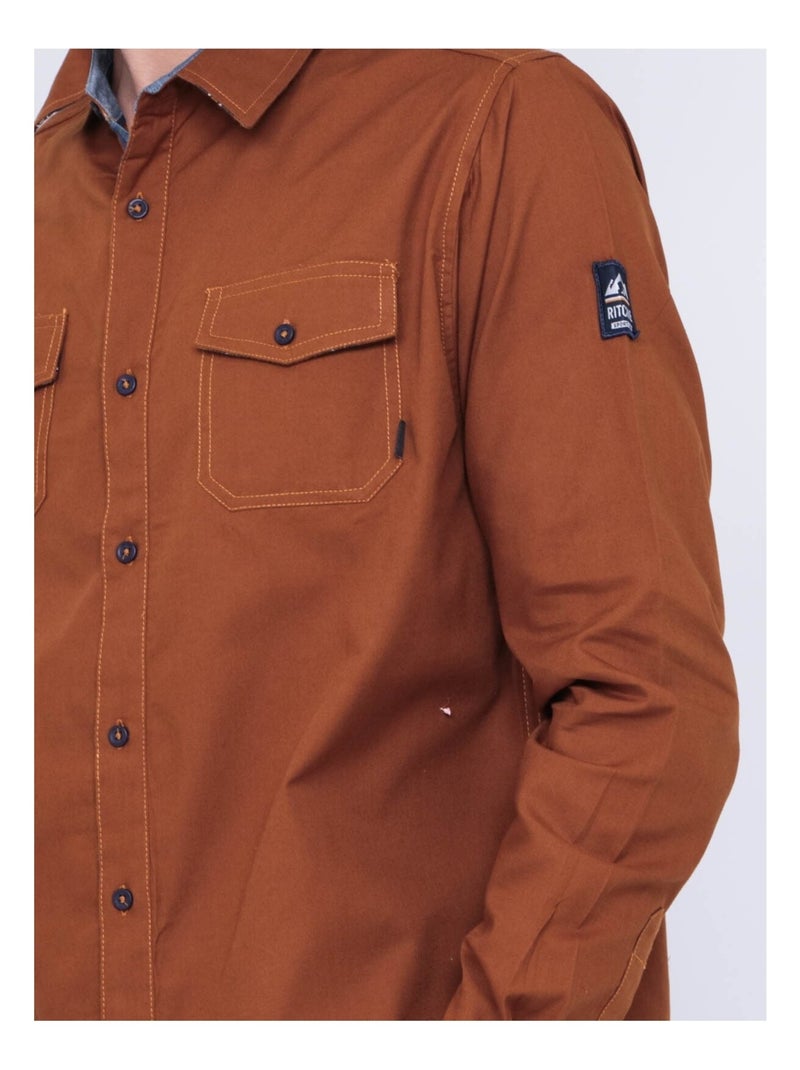 Chemise manches longues TYREX Marron - Kiabi