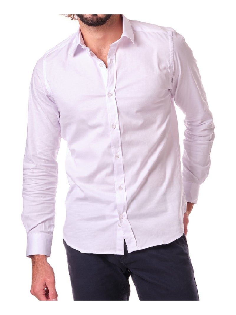 Chemise manches longues unie Blanc - Kiabi