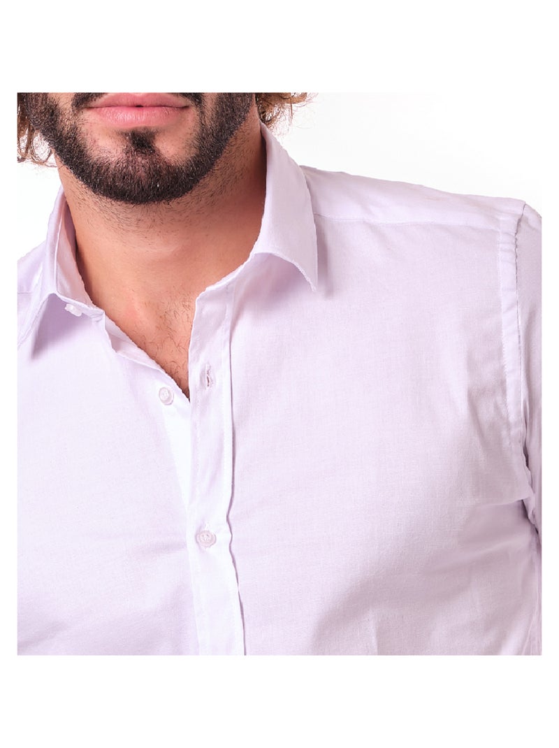 Chemise manches longues unie Blanc - Kiabi