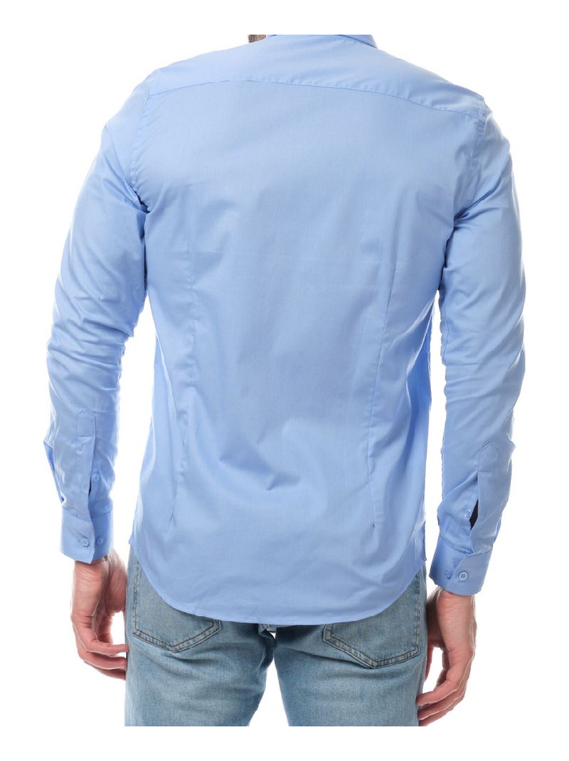 Chemise manches longues unie Bleu - Kiabi