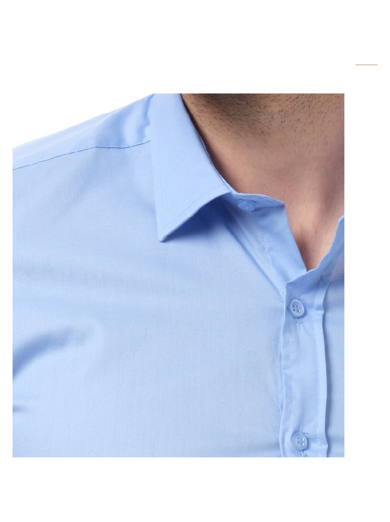 Chemise manches longues unie Bleu - Kiabi