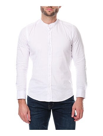 Chemise manches longues unie col mao