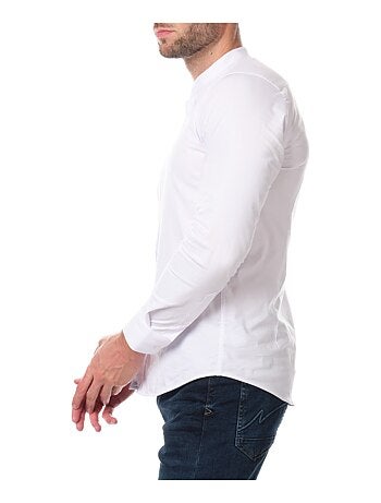 Chemise manches longues unie col mao