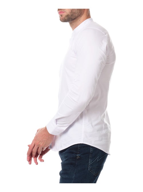 Chemise manches longues unie col mao - Kiabi