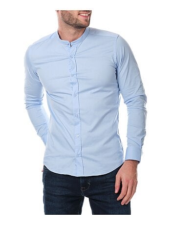 Chemise manches longues unie col mao