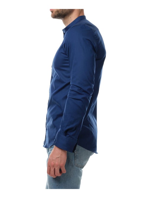 Chemise manches longues unie col mao - Kiabi