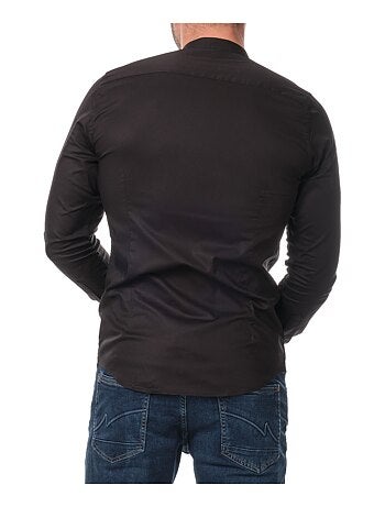 Chemise manches longues unie col mao