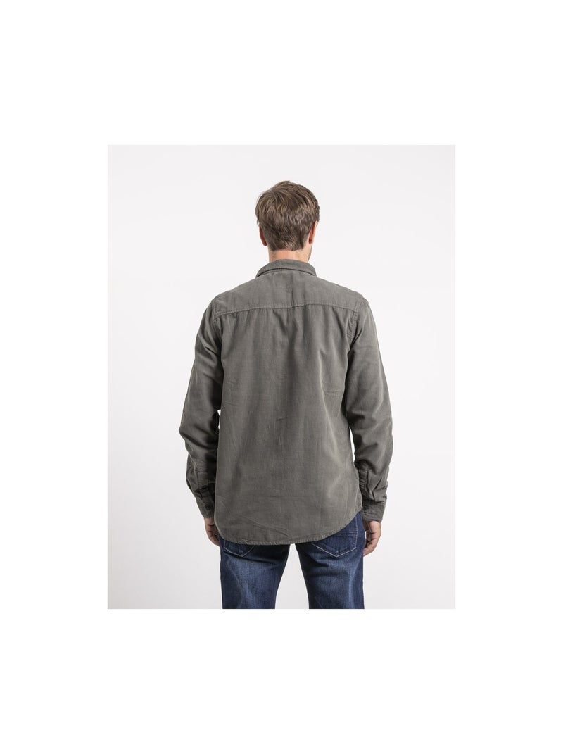 Chemise manches longues velours côtelé TOROLD Kaki - Kiabi