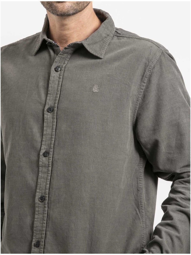 Chemise manches longues velours côtelé TOROLD Kaki - Kiabi