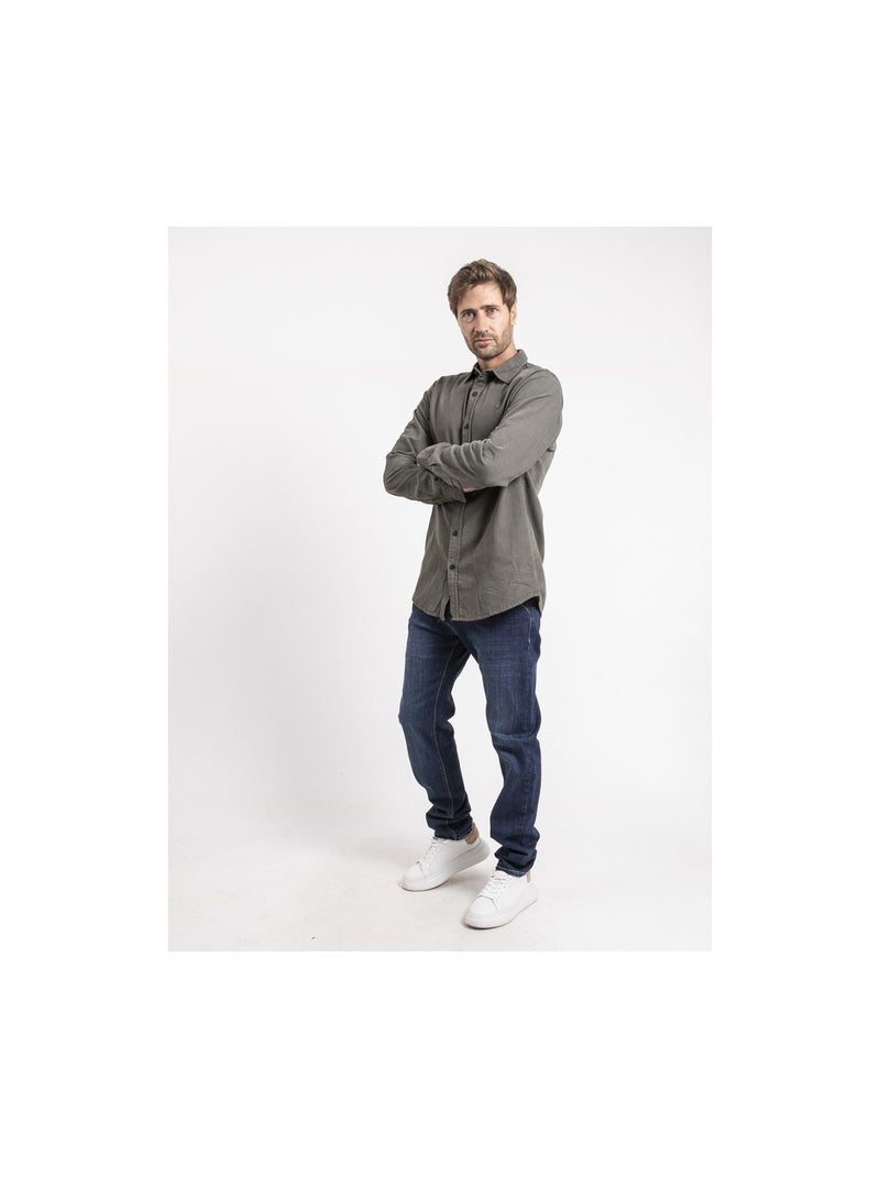 Chemise manches longues velours côtelé TOROLD Kaki - Kiabi