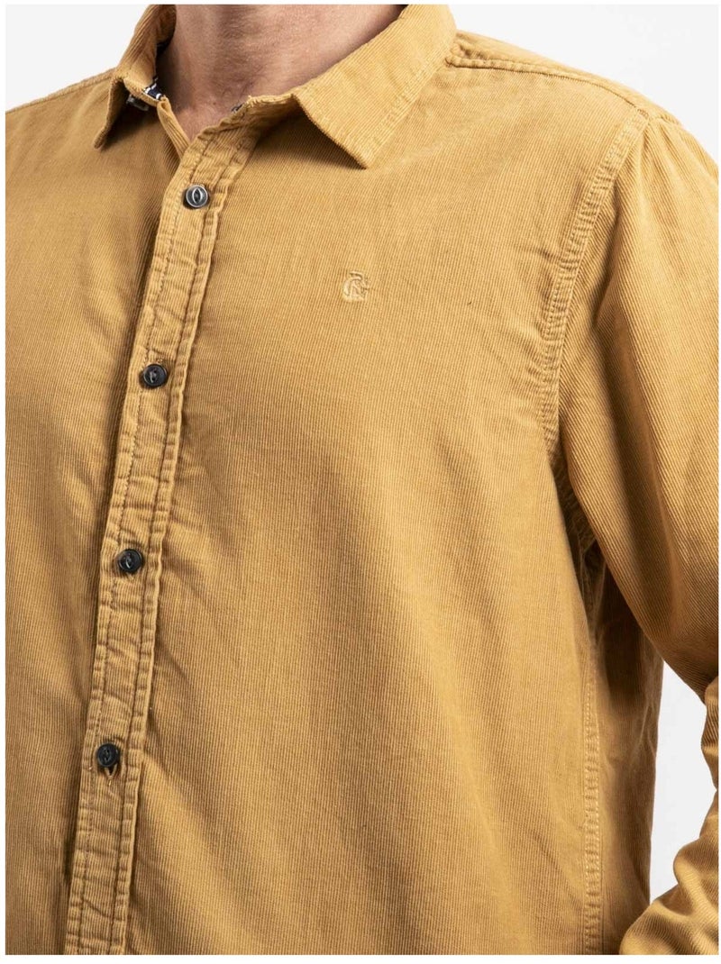 Chemise manches longues velours côtelé TOROLD Moutarde - Kiabi