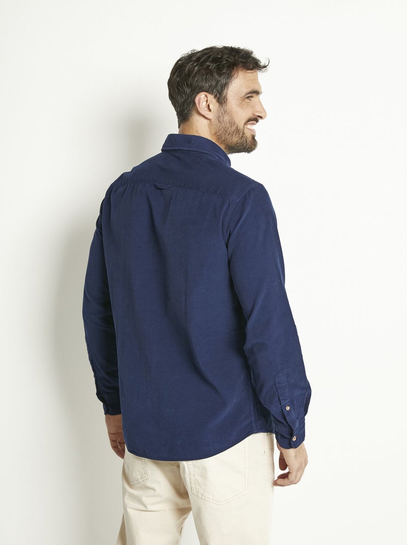 Chemise manches longues velours milleraies Bleu marine - Kiabi