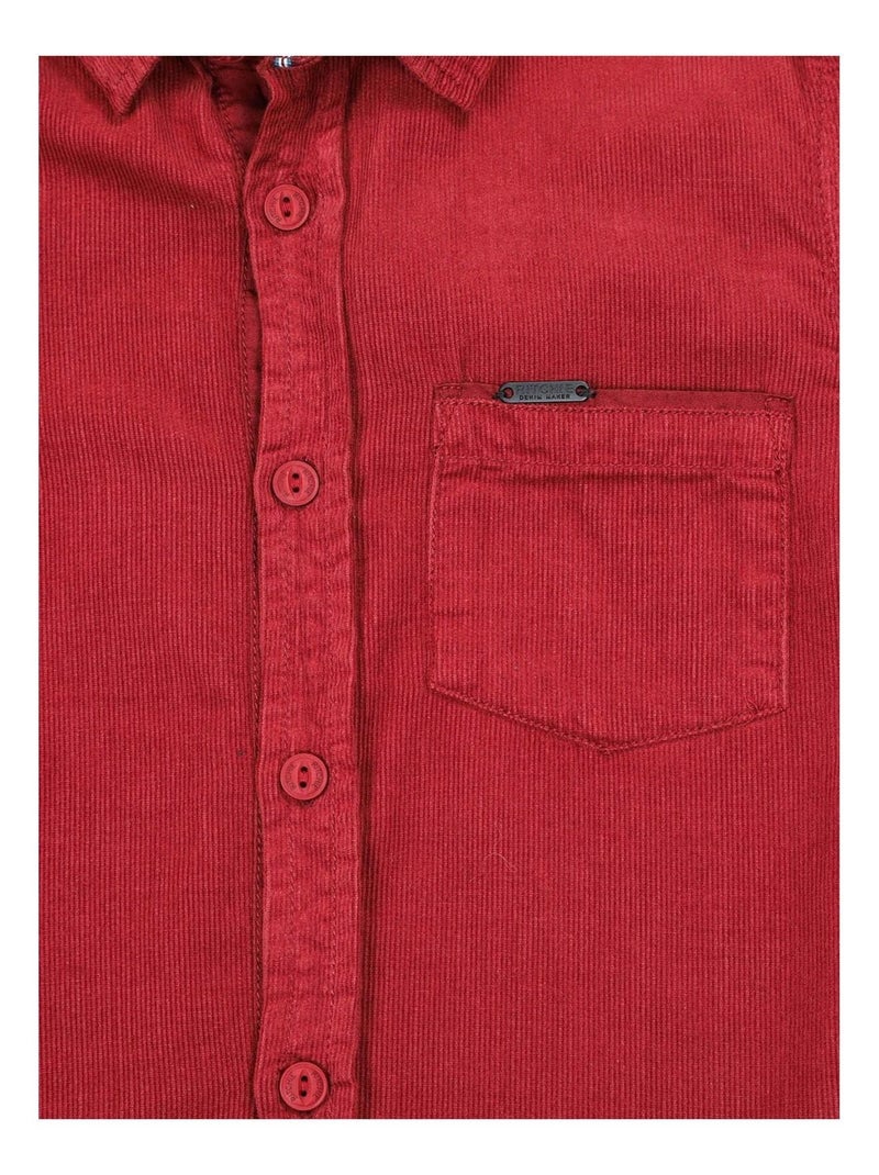 Chemise manches longues velours TOWEN-J Bordeaux - Kiabi