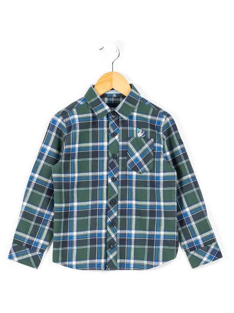 Chemise Garçon Gap - Manches Longues, Vert Vichy - Taille M (8-10 Ans) - Occasion Très Bon état