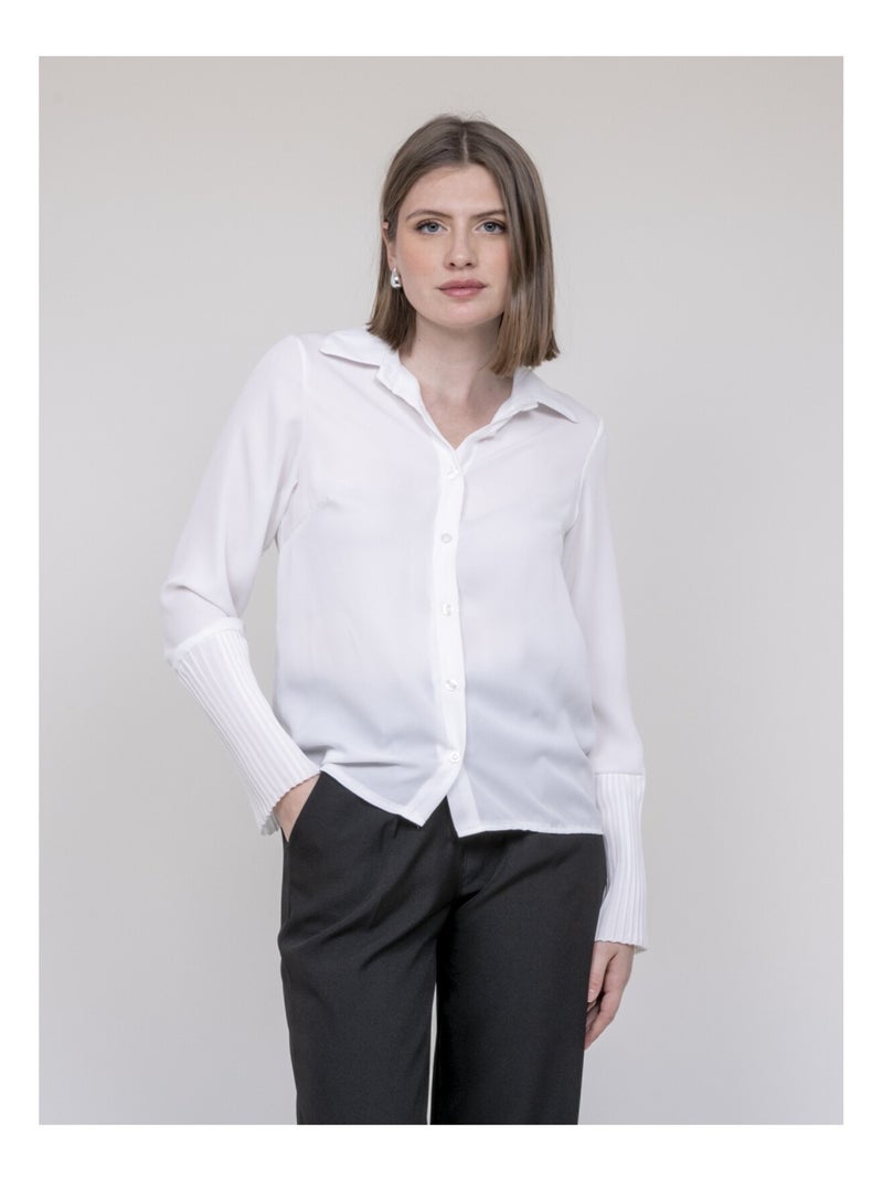 Chemise manches plissées OVIDE Blanc - Kiabi