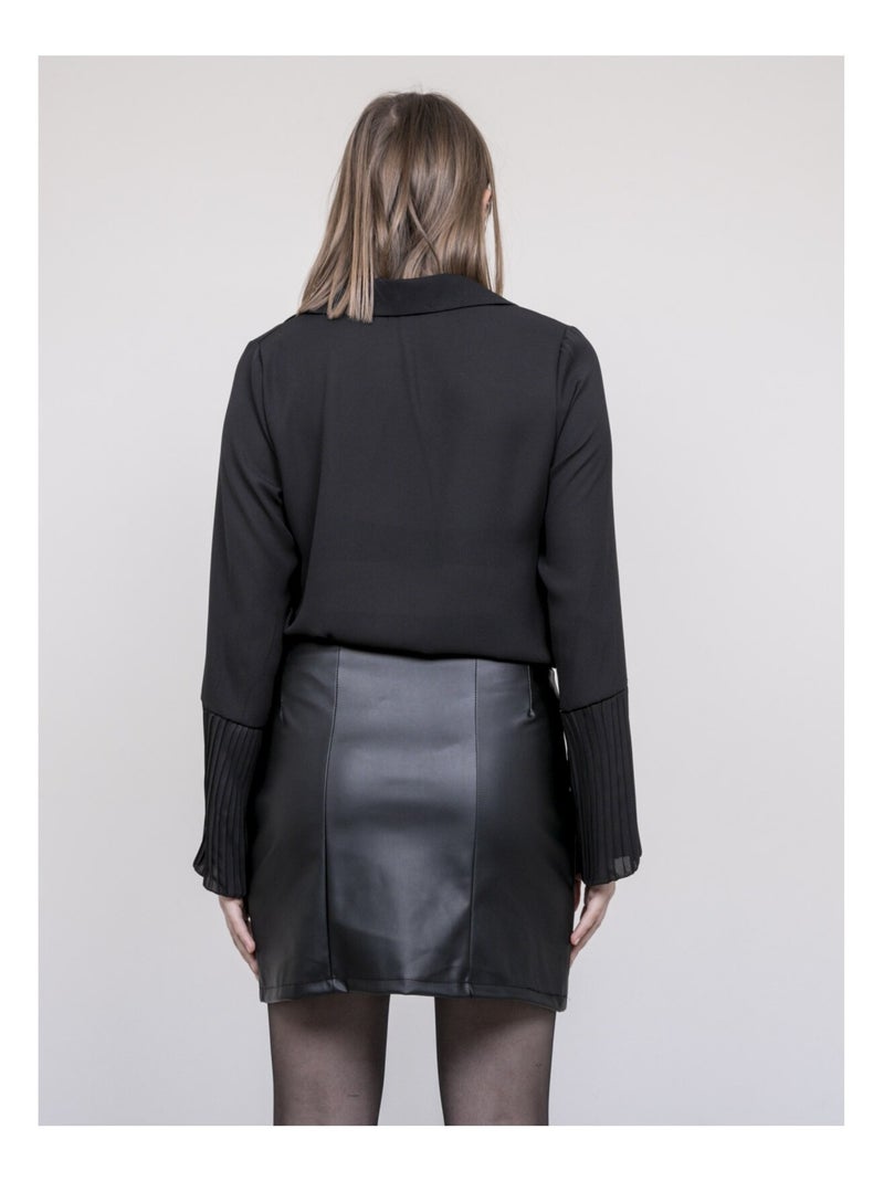 Chemise manches plissées OVIDE Noir - Kiabi