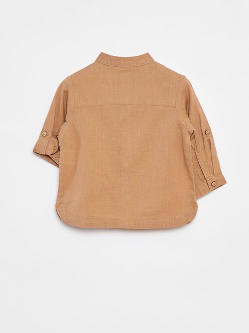 Chemise mao en lin mélangé - Kiabi