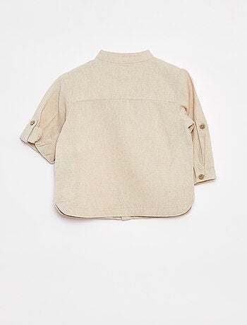 Chemise mao en lin mélangé