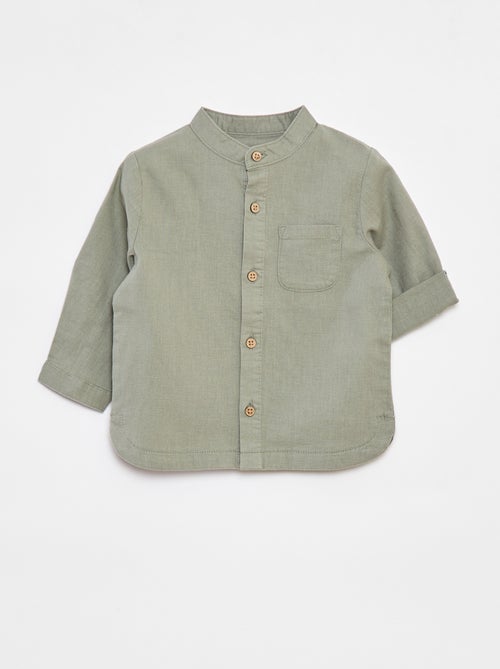 Chemise mao en lin mélangé - Kiabi
