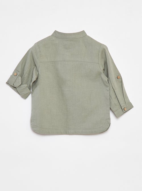 Chemise mao en lin mélangé - Kiabi