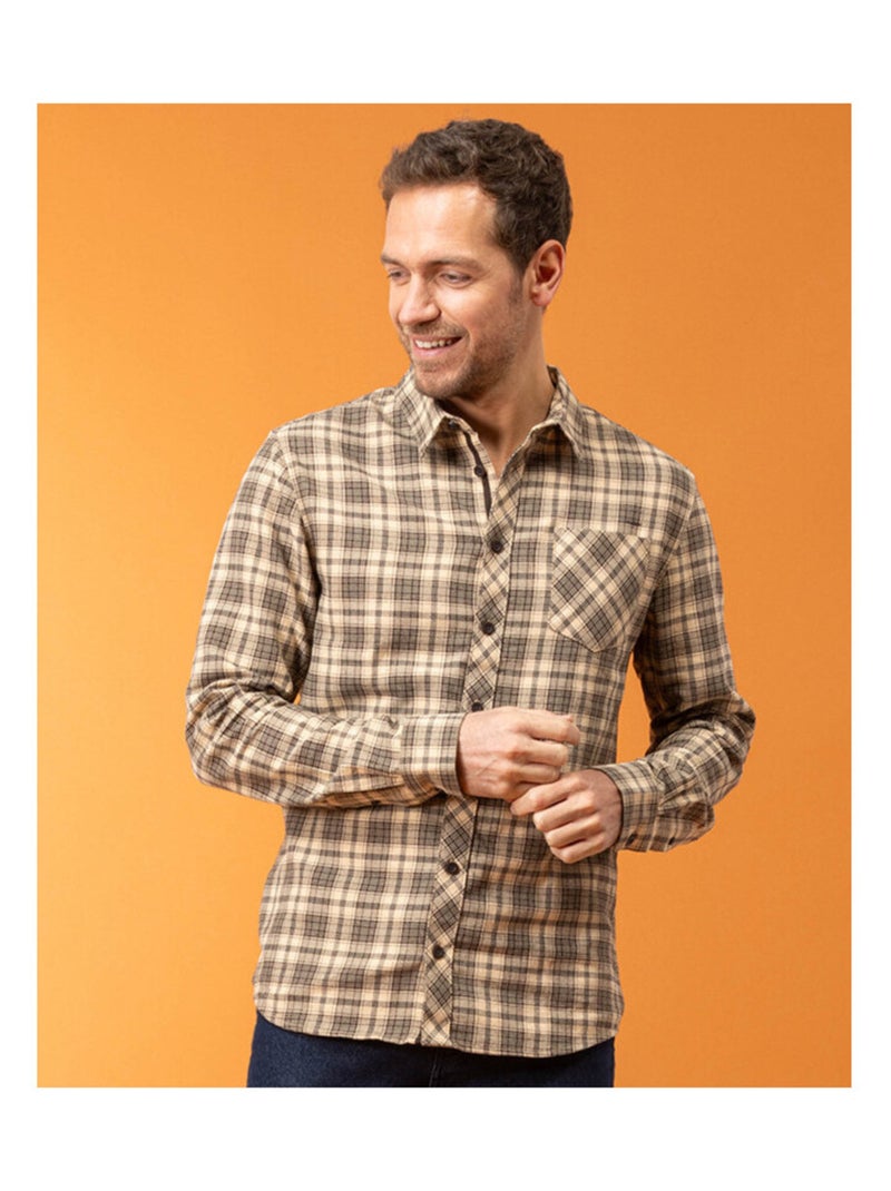 Chemise marron à carreaux Homme Marron - Kiabi